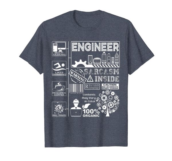 

engineer warning sarcasm inside t-shirt, White;black
