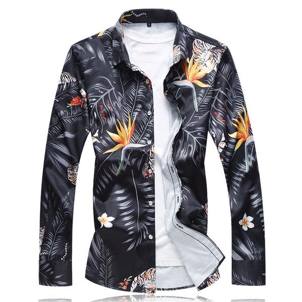 

men's casual shirts c622 chinese style 3d digital print fashion long sleeve shirt men arrival 2021 soft smooth elastic chemise h, White;black