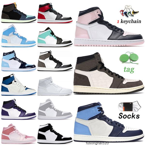 

r basketball shoes jumpman 1 1s high og cactus jack obsidian atmosphere mens women trainers grey camo twist digital pink court