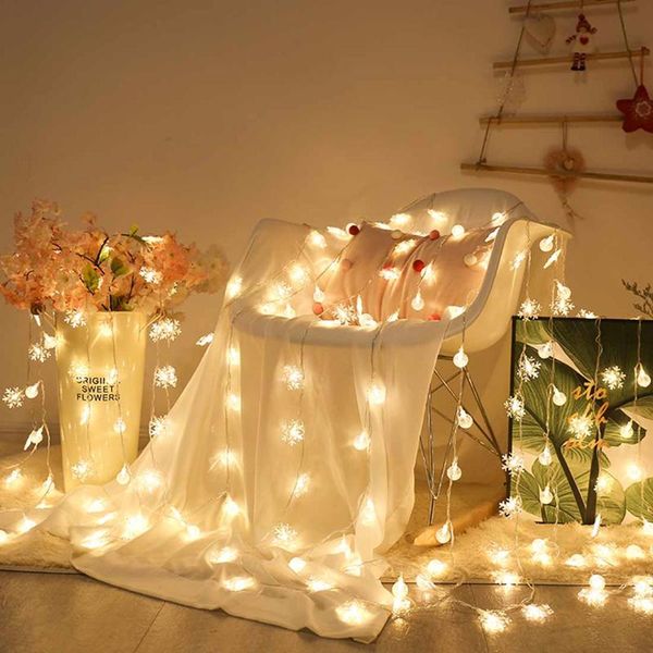 

strings 10m 100led 220v eu christmas garland battery flash snow flakes led string fairy lights for party home wedding garden decor