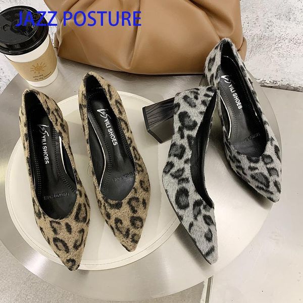 

dress shoes women high heels summer leopard print pointed female pumps fashion brand ladies plus size 40 2021 z757, Black