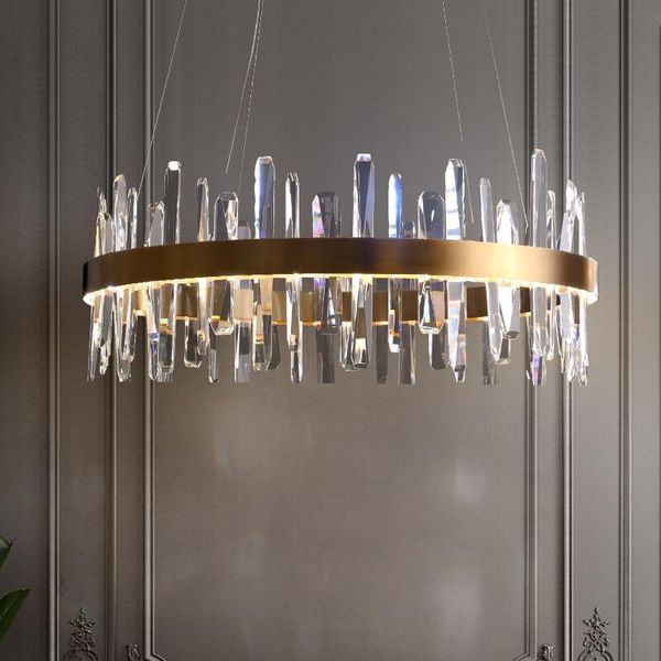 

modern crystal chandelier led luxury living room round decorative lamp romantic bedroom simple lighting chandeliers