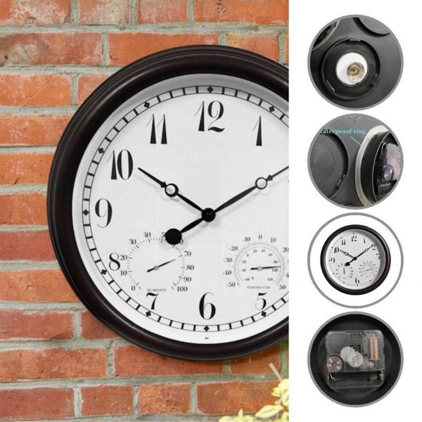 

wall clocks easy to read practical waterproof vintage round clock temperature display for office