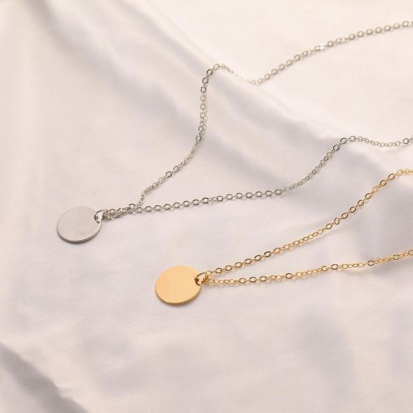 

pendant necklaces explosive small disc thin chain necklace european and american item clavicle jewelry female, Silver