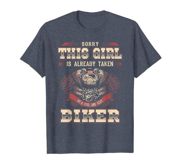 

wife motorcycle shirt sorry girl already taken by a biker, White;black