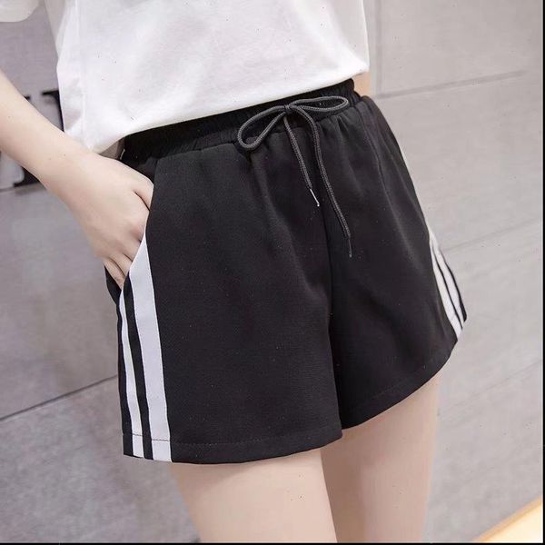 

women casual shorts white sides stripe high waist joggers loose wide shorts capirs bf style casual workout shorts, White;black