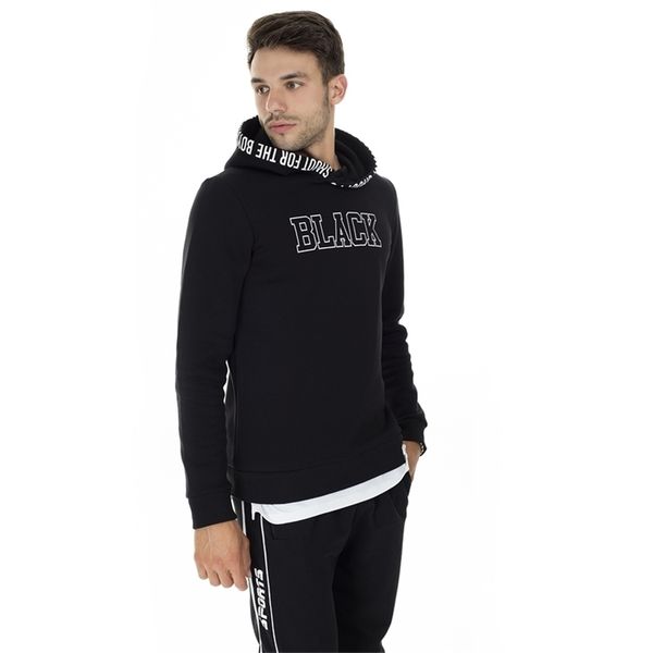 

buratti printed hooded sweat suits extra slim fit men fashion autumn winter hip hop hoodie 575719 201127, Black