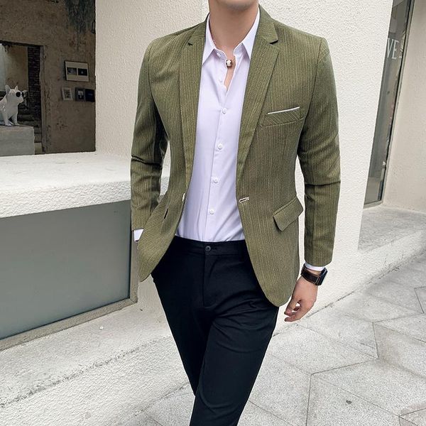 

men's suits & blazers gzdeerax solid color male blazer luxury single breasted stripe prom men slim fit casual man, White;black