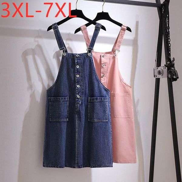

casual dresses 2021 ladies summer plus size slip denim dress for women large sleeveless blue cotton braces mini 3xl 4xl 5xl 6xl 7xl, Black;gray