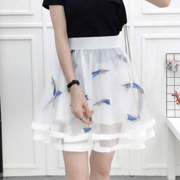 

skirts petticoat underskirt swing tutu princess skirt hippy cosplay cute 2021 spring autumn women solid mesh high waist mini, Black
