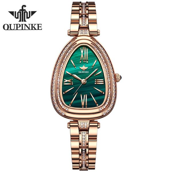 

wristwatches oupinke luxury original quartz watches for womens stainless steel strap 50m waterproof sapphire glass shiny diamond design, Slivery;brown