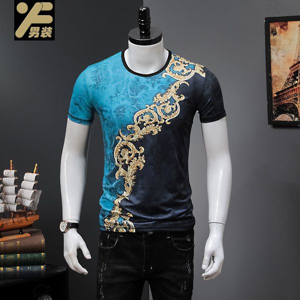 

2021 new luxury fashionable light short sleeve male t-shirt korean version of sweater printed wild loosely long sleeveless blouse8dhu, White