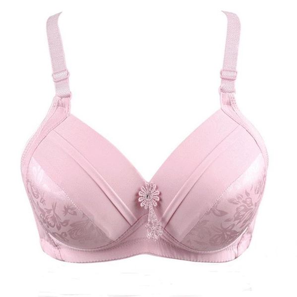 

bras front bow bra large size breast shape underwear gather adjustment women v-neck low bosom lace flowers summer, Red;black