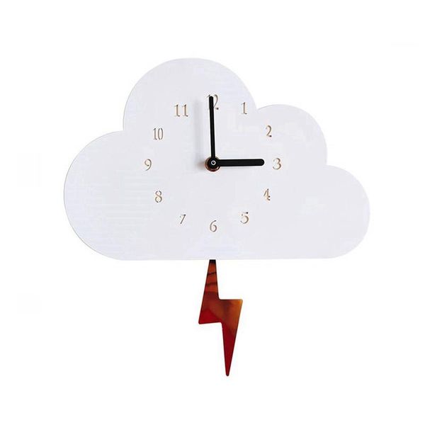 

wooden cloud wall clock cute mute art decor clock with swing prop decor for living room bedroom kid's room