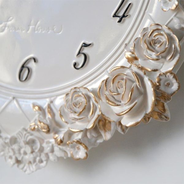 

wall clocks craft office clock resin kitchen home decor el restaurant quiet european style retro rose flower bedroom room