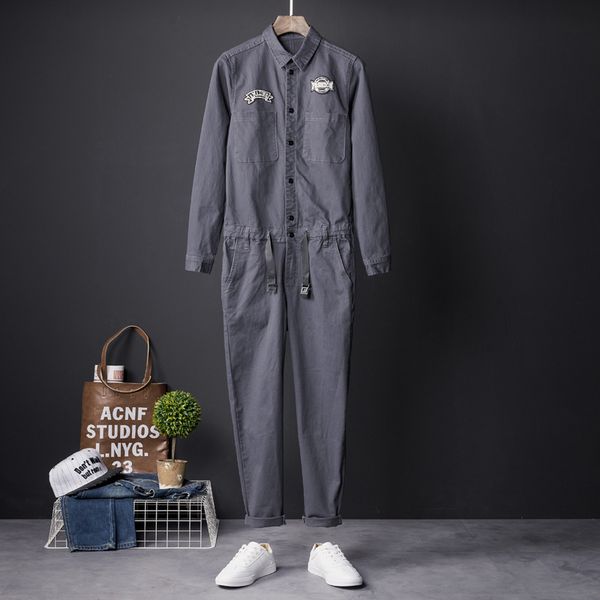 

one piece dropshipping mens and womens jumpsuit suit work wear casual suit long sleeve labeling gray auto repair work wear elastic, Blue