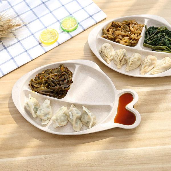 

dishes & plates kitchen durable wheat straw separate fish-shaped dinner spices dish fruit bowl dumplings tableware