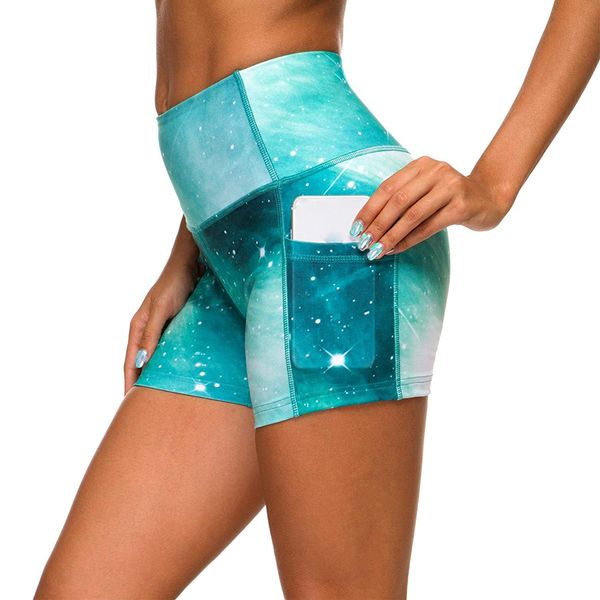 

womens tie-dye printed hips shorts high waist high elastic fitness sport shorts r soft comfortable breathable skin-friendly, Red;black