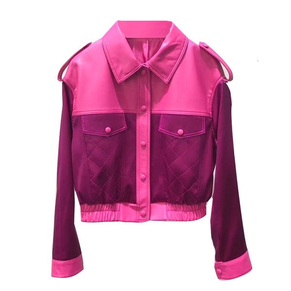 

women's jackets british style silk stiching sheepskin jacket women spring autumn genuine leather short coat motorcycle ug8p, Black;brown