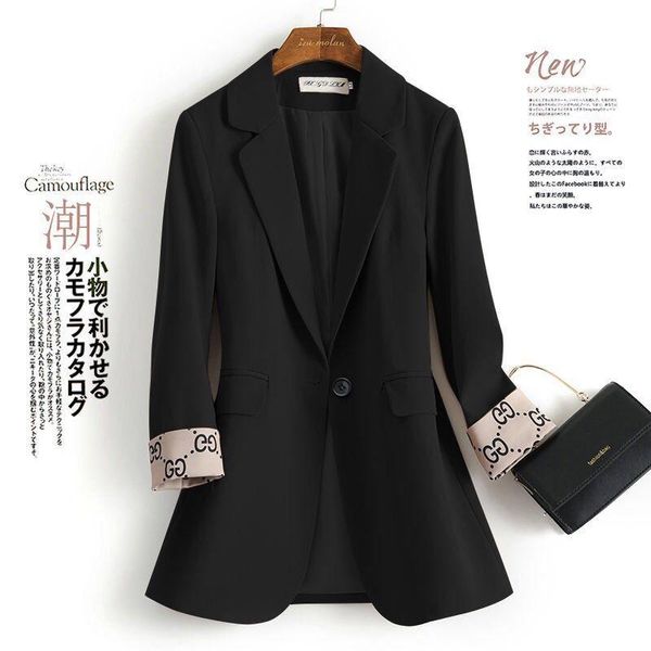 

large size small suit jacket female korean version 2021 spring and autumn new fashion design and temperament drape suit jacket, White;black