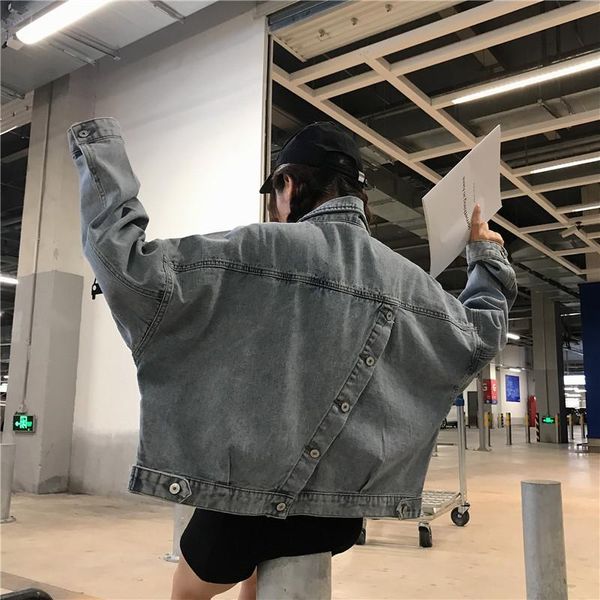 

women's jackets korean spring dress design come back slant button loose jacket jeans short schoolgirl 5ktx, Black;brown