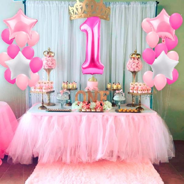 Partydekoration Babyparty Erster Geburtstag Dekor Ballon Luftzahl Junge Mädchen Dekorationen Lieferungen Ballons