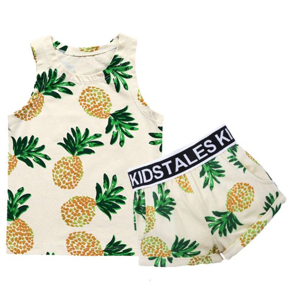 

print shangku summer children's fashion vest shorts baby clothing set, White