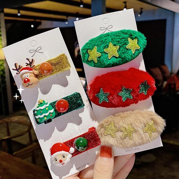 

hair accessories 4pcs/set girls cute christmas plush clips scrunchie kids lovely headband ornament hairpin fashion