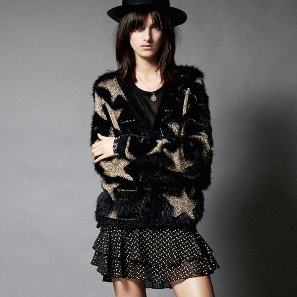 

2021 new black mohair women pullover golden star autumn winter sweaters long sleeve o-neck knitted warm sweater s8wh, White;black