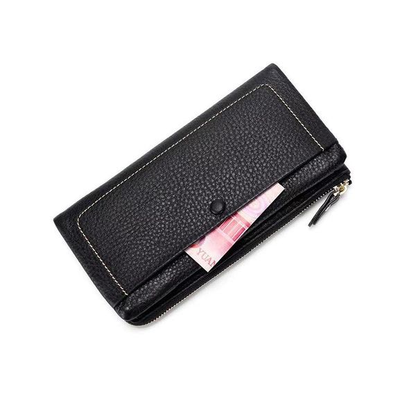 

wallets women's leather wallet fashion multi-function long, Red;black