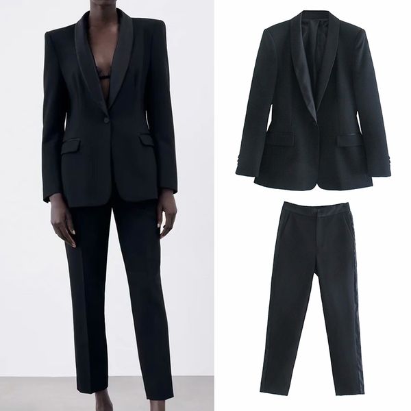 

womens set solid elegant black blazer pants set autumn fashion suit 2 piece set coat and pants cd8208, White;black