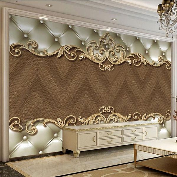 

wallpapers custom mural wallpaper european style 3d wood texture soft roll wall painting living room tv sofa bedroom decor papel de parede