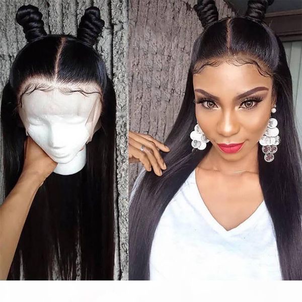 

beauty straight 360 lace front human hair wig for black women with brazilian virgin baby hair natural hairline bleached knots, Black;brown