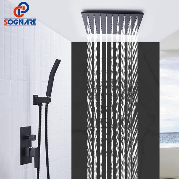 

brass black rain shower mixer set 3-functions bath shower faucet for bathroom faucet ceiling 8"rian head with hand