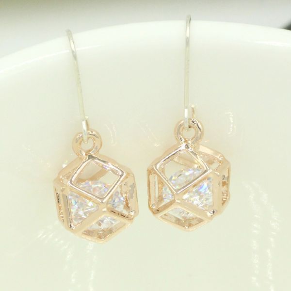

version 925 silver earrings female women's ultra flash naked zircon, Golden