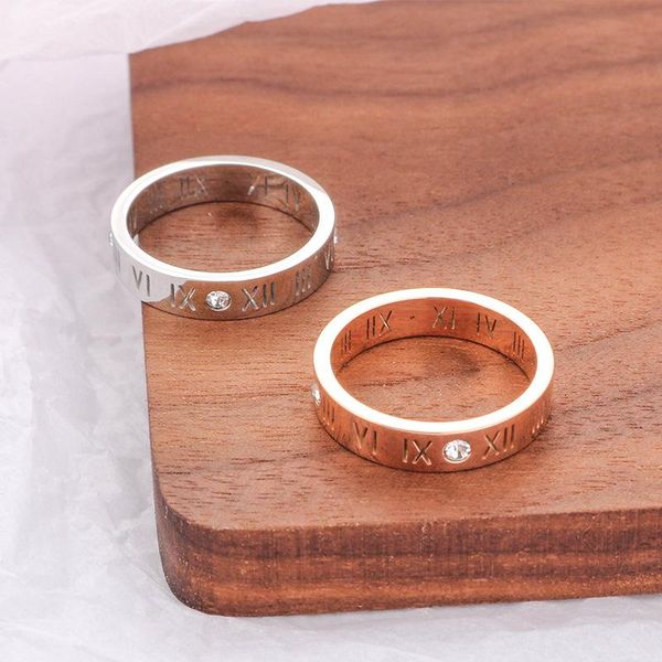 

wedding rings stainless steel band ring do not fade roman numerals gold black cool punk for men women fashion jewelry, Slivery;golden