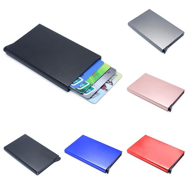 

storage bags portable card holder -out slim aluminum wallet box elasticity back pouch id blocking protect container