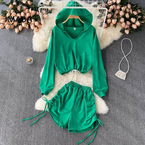 

women's tracksuits autumn casual shorts two piece set women loose solid color hooded pullover + folds sportswear suit 2021, Gray