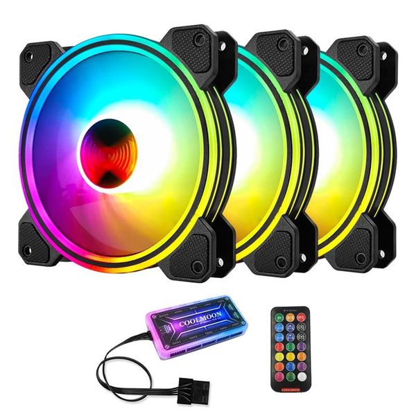 

coolmoon ray x computer case fan, 12cm multi-layer light-emitting silent computer case cooling fan cpu fan(3pcs)