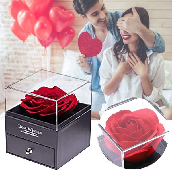 

preserved rose jewelry box ring holder eternal flowers forever blossom wedding engagement valnetine gift for girl women #t3g
