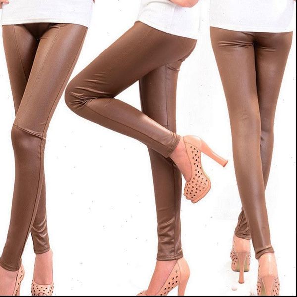 

new autumn winter korean fashion faux leather leggings women new skinny pu leather black patchwork lady slim fit leggings