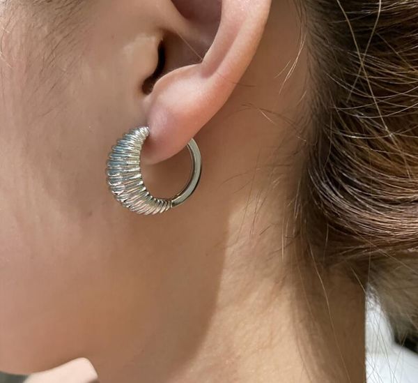 

dangle & chandelier ins retro three-dimensional thread hoop earrings niche design golden texture personality women metal eardrop, Silver