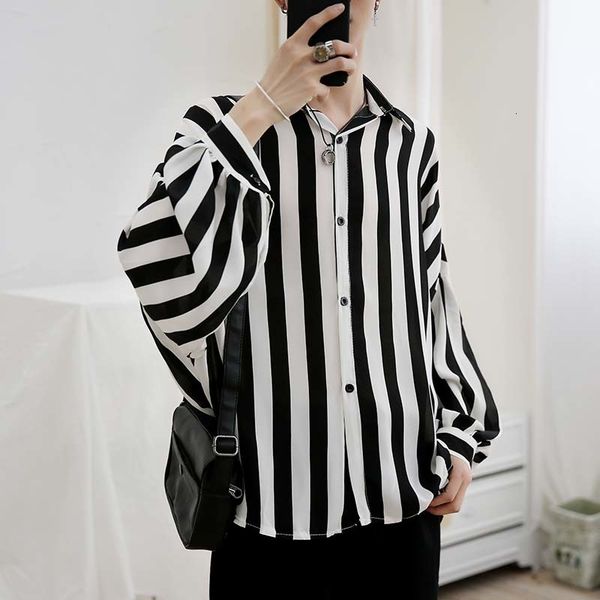 

2021 new men's printing hawaiian mens fashion trend shirts brand male tide long sleeve loose 9 color high-quality shirt s-xl uwty, White