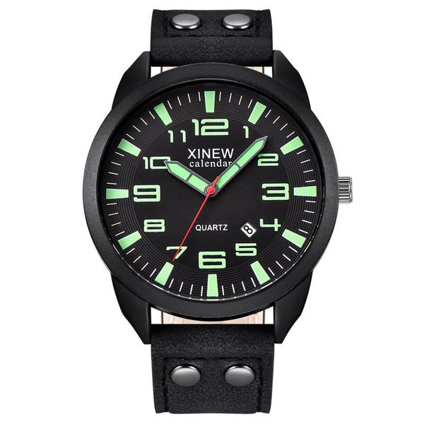 

wristwatches casual leather strap simple calendar watch luminous dial quartz wristwatch outdoor sport fashion clock reloj hombr, Slivery;brown