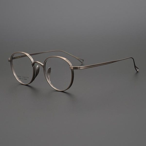 

fashion sunglasses frames japanese handmade retro eyeglasses super light titanium round glasses frame men and women myopia prescription opti, Black