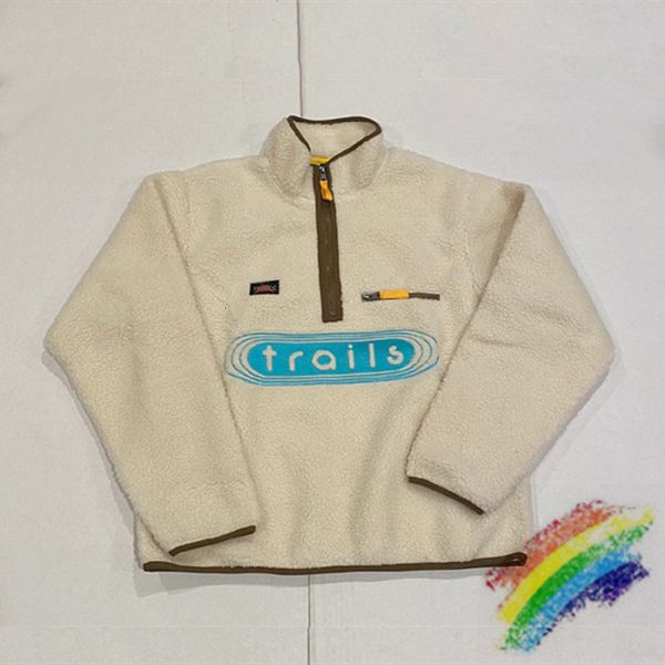 

2021 new lamb wool fleece travis scott cactus trails full zip hoodie men women 1:1 quality embroidery fashion casual sweatshirts hrl3, Black