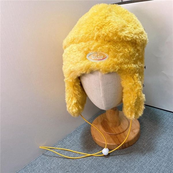 

berets hat with earflaps artificial fur winter hats russian caps hood lamb hair women's bomber warm beanies cap, Blue;gray