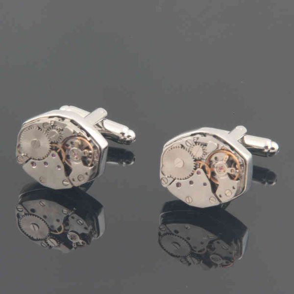 

french cufflink sleeve nail mechanical movement 18 * 15mm elliptical, Silver;golden