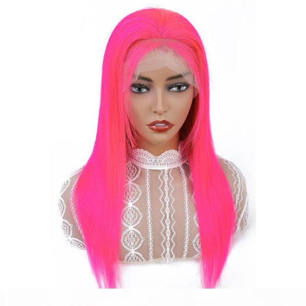 

13x4 pink lace front wig remy human hair vshow 150 density human hair wigs brazilian straight lace front wig for black women