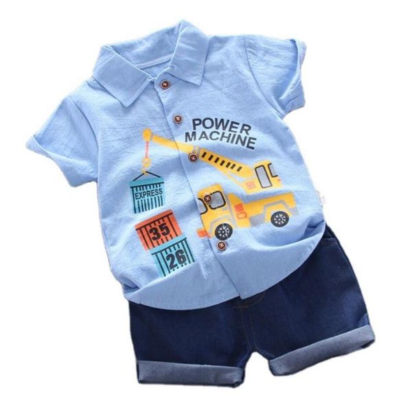 Giyim Setleri Erkek Yaz Bebek Karikatür Araba Kıyafetleri 2 adet T Gömlek Şort Çocuk Rahat Spor Takım Elbise Boy Çocuk Eşofman